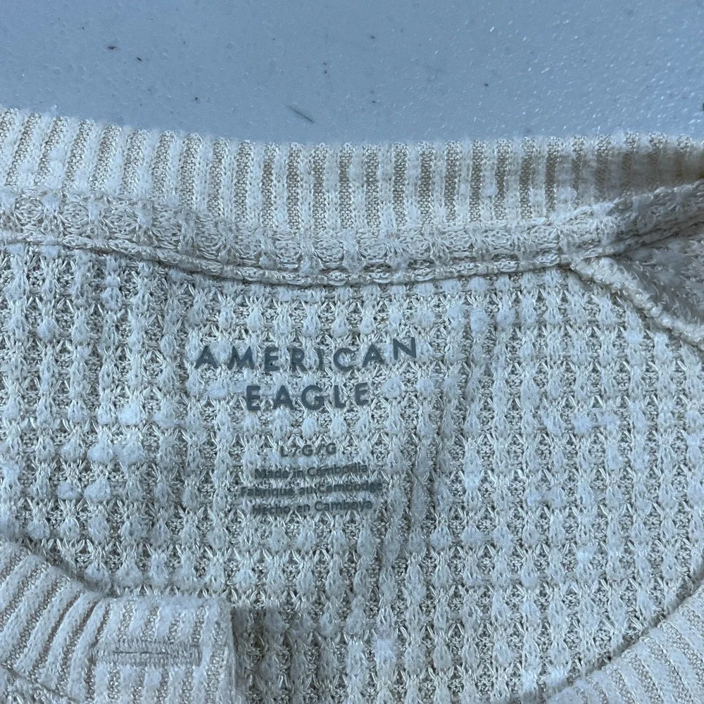 American Eagle Sweater‎ Mens Large Waffle Knit Pullover Fisherman Barn Y2K